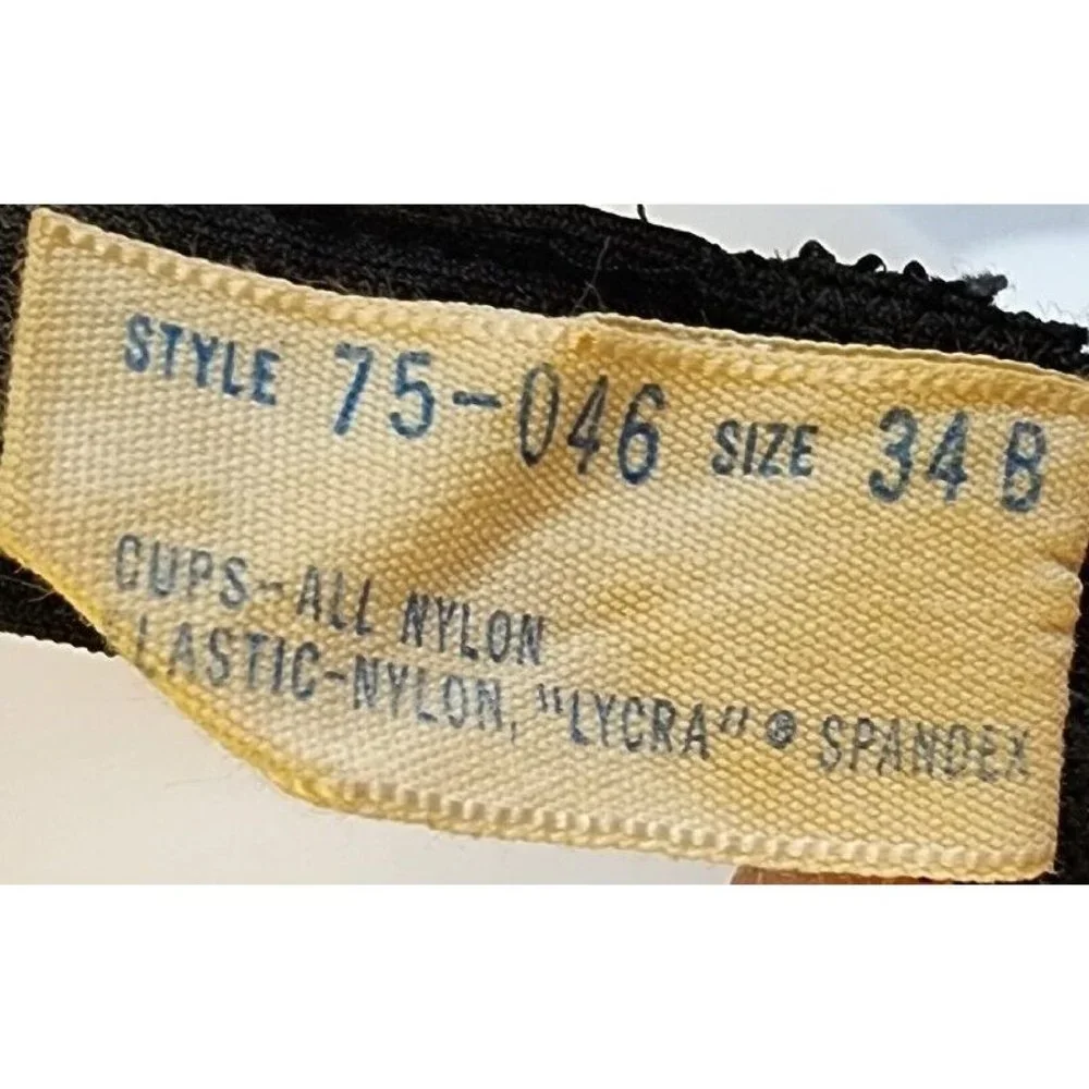 Vintage Vanity Fair Bra Style 75-046 Usa Made‎ Underwire Lined Black Size 34B